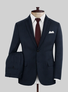 Scabal Sapphire Chalkstripe Blue Wool Suit