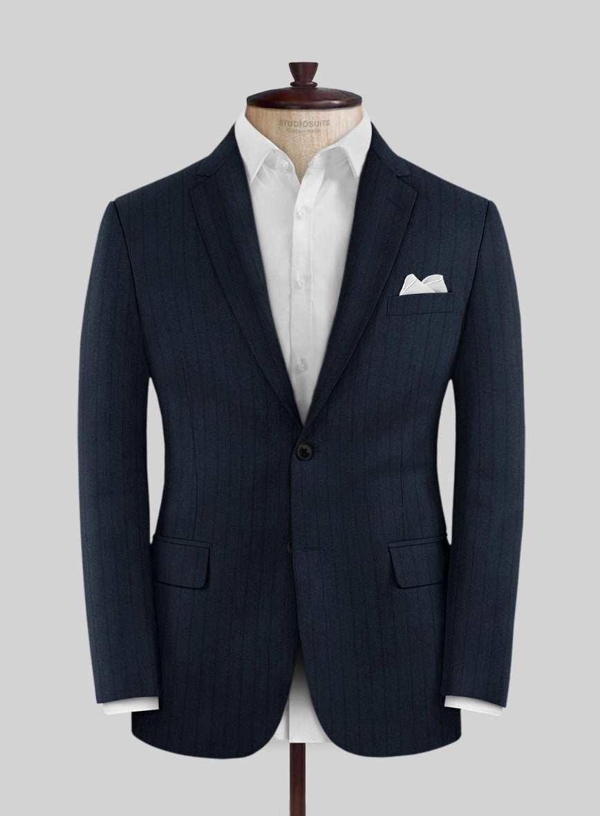 Scabal Sapphire Chalkstripe Blue Wool Suit