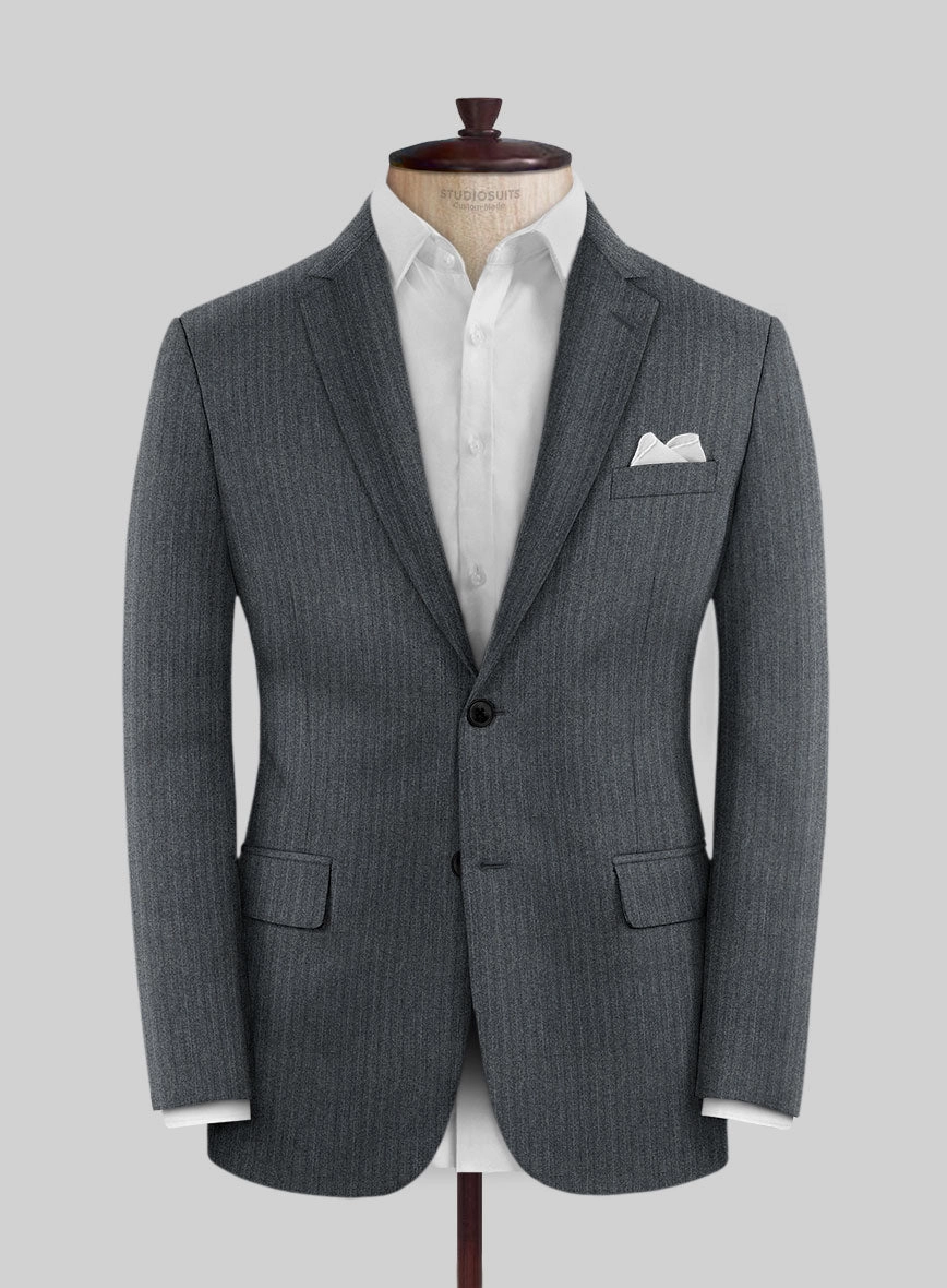 Scabal Sapphire Pinstripe Gray Wool Suit