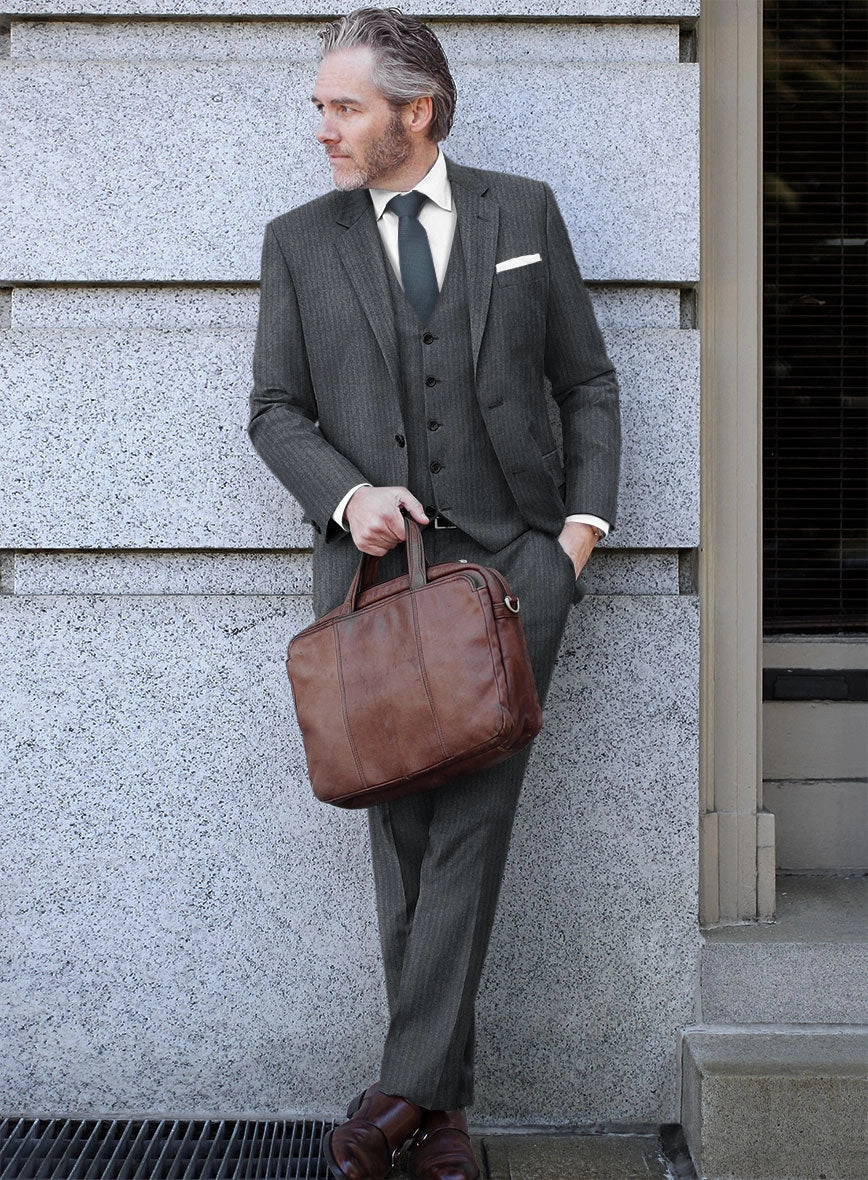 Scabal Sapphire Pinstripe Gray Wool Suit