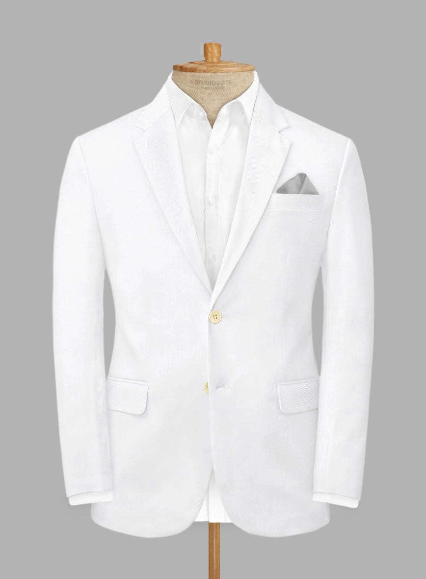 Scabal White Cotton Stretch Suit