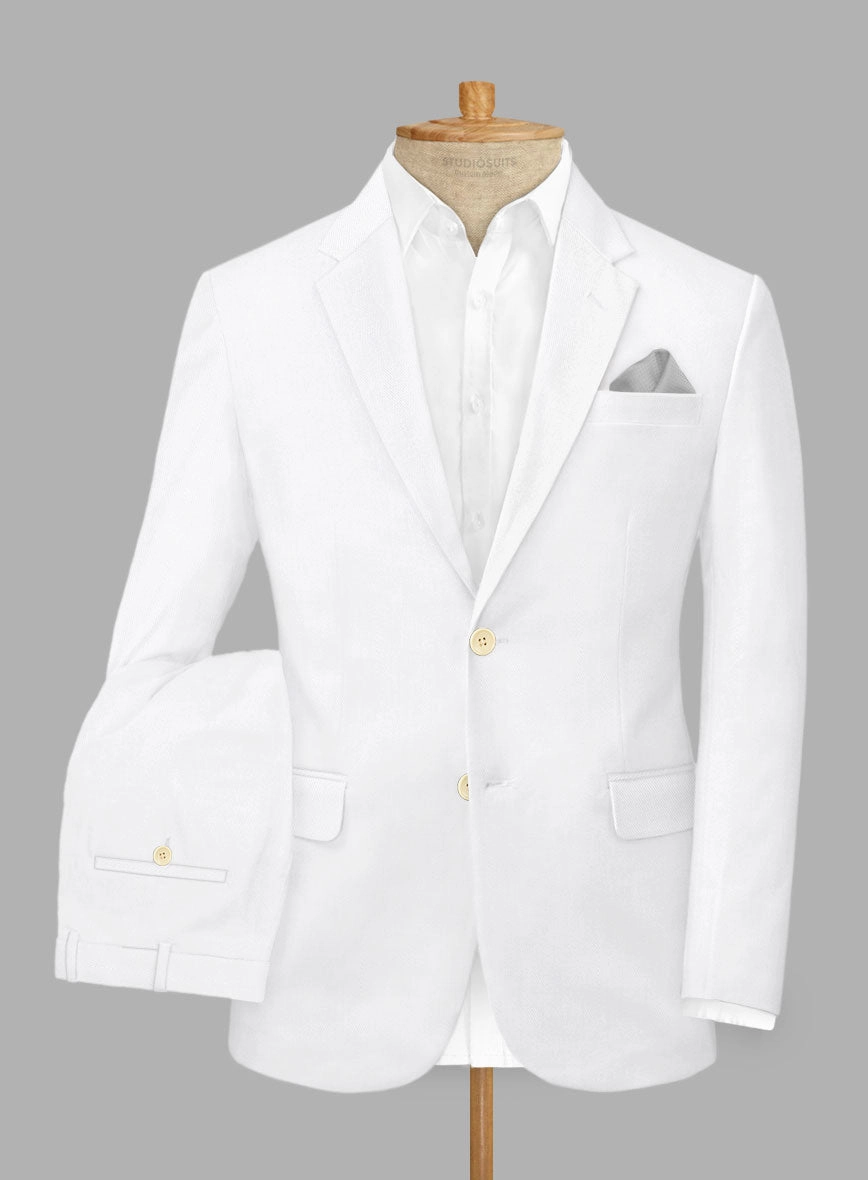 Scabal White Cotton Stretch Suit