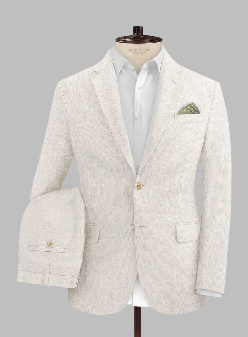 Solbiati Beige Herringbone Linen Suit