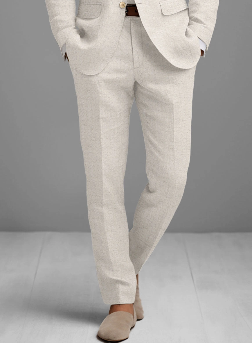 Solbiati Beige Herringbone Linen Suit
