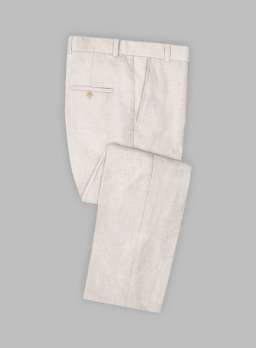 Solbiati Beige Herringbone Linen Suit
