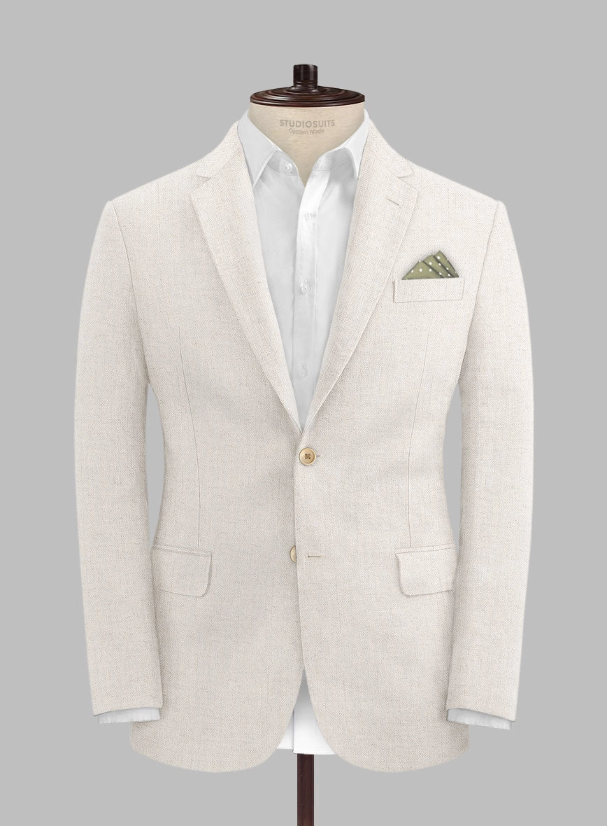 Solbiati Beige Herringbone Linen Suit