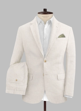 Solbiati Beige Herringbone Linen Suit