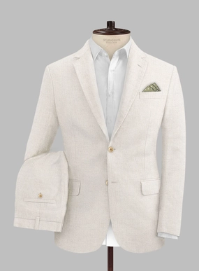 Solbiati Beige Herringbone Linen Suit
