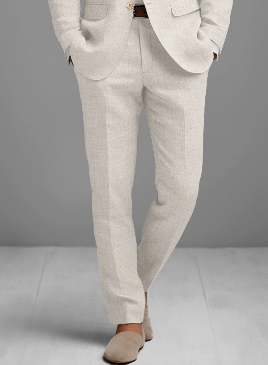 Solbiati Beige Herringbone Linen Suit