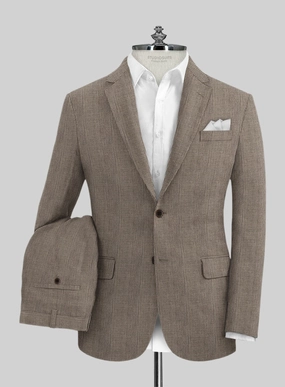 Solbiati Dark Brown Check Linen Suit