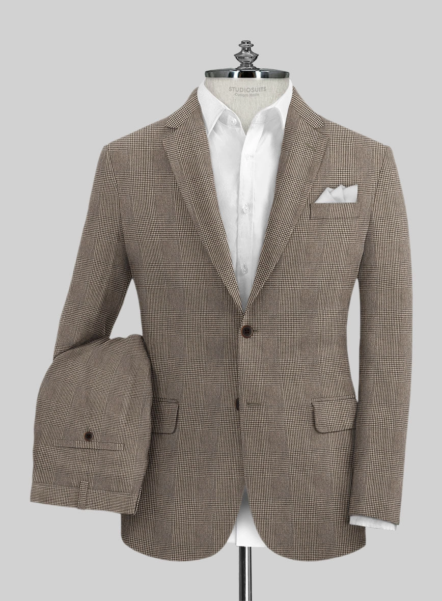 Solbiati Dark Brown Check Linen Suit