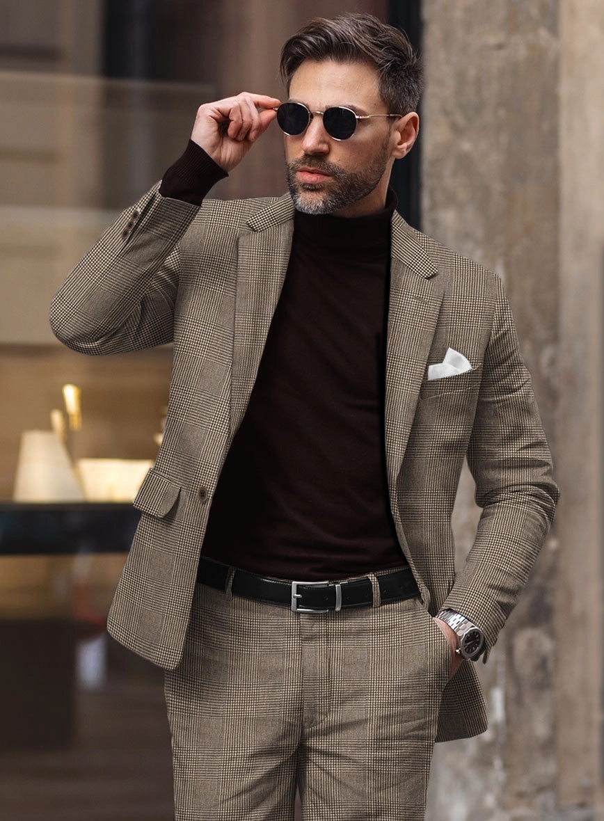 Solbiati Dark Brown Check Linen Suit