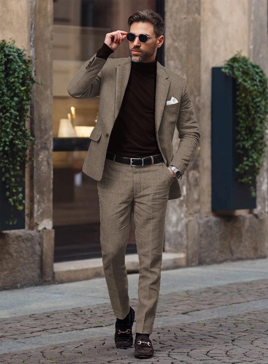 Solbiati Dark Brown Check Linen Suit