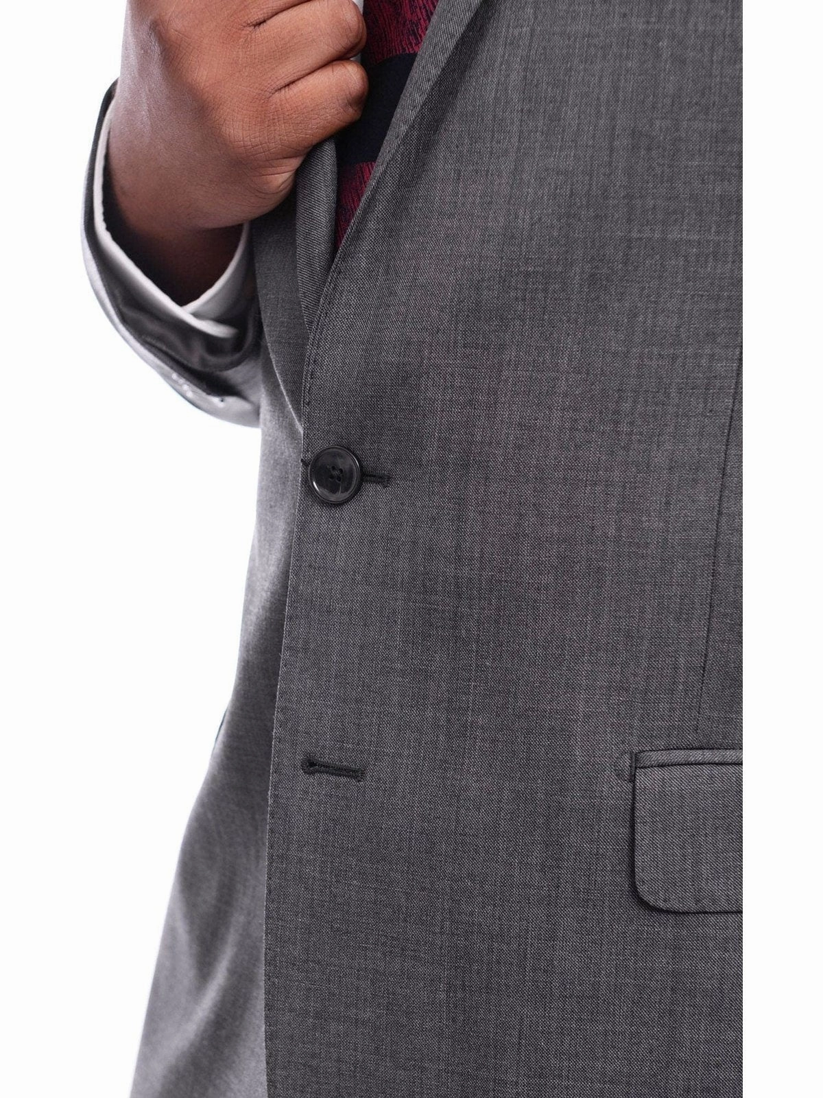 Steven Land Classic Fit Gray Stepweave Two Button Wool Suit
