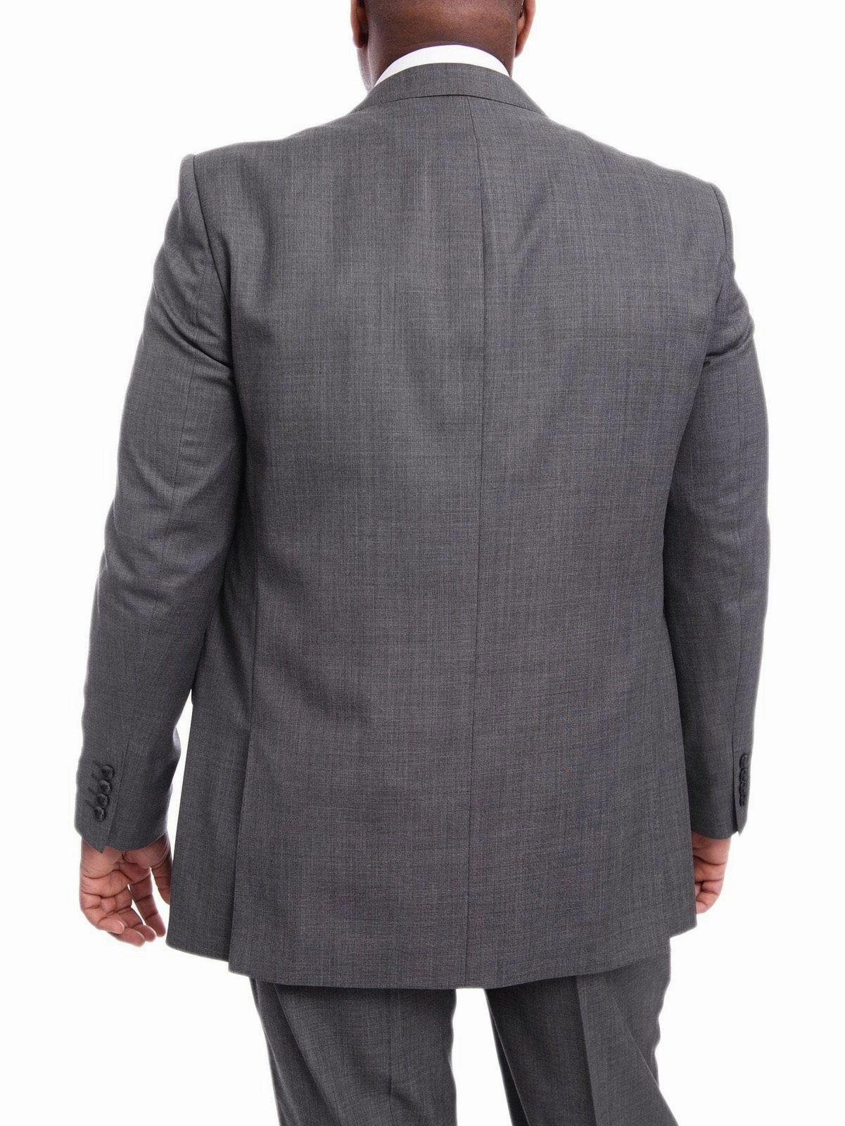 Steven Land Classic Fit Gray Stepweave Two Button Wool Suit