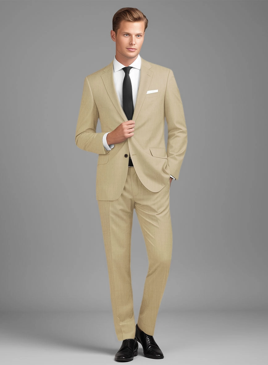 Stretch Beige Wool Suit