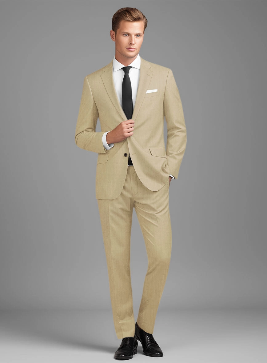 Stretch Beige Wool Suit