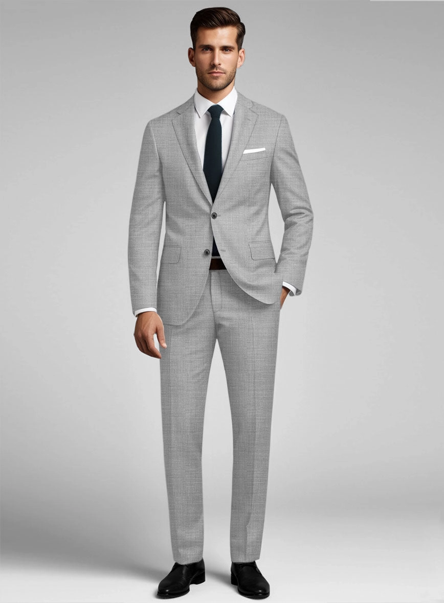 Stretch Light Gray Wool Suit