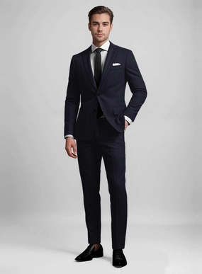 Stretch Midnight Blue Wool Suit