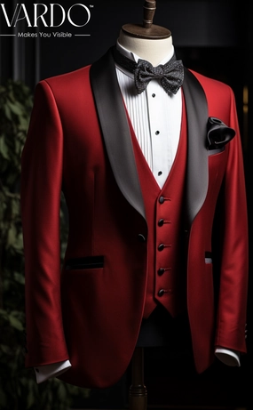 Stylish Men's Red Tuxedo Suit
