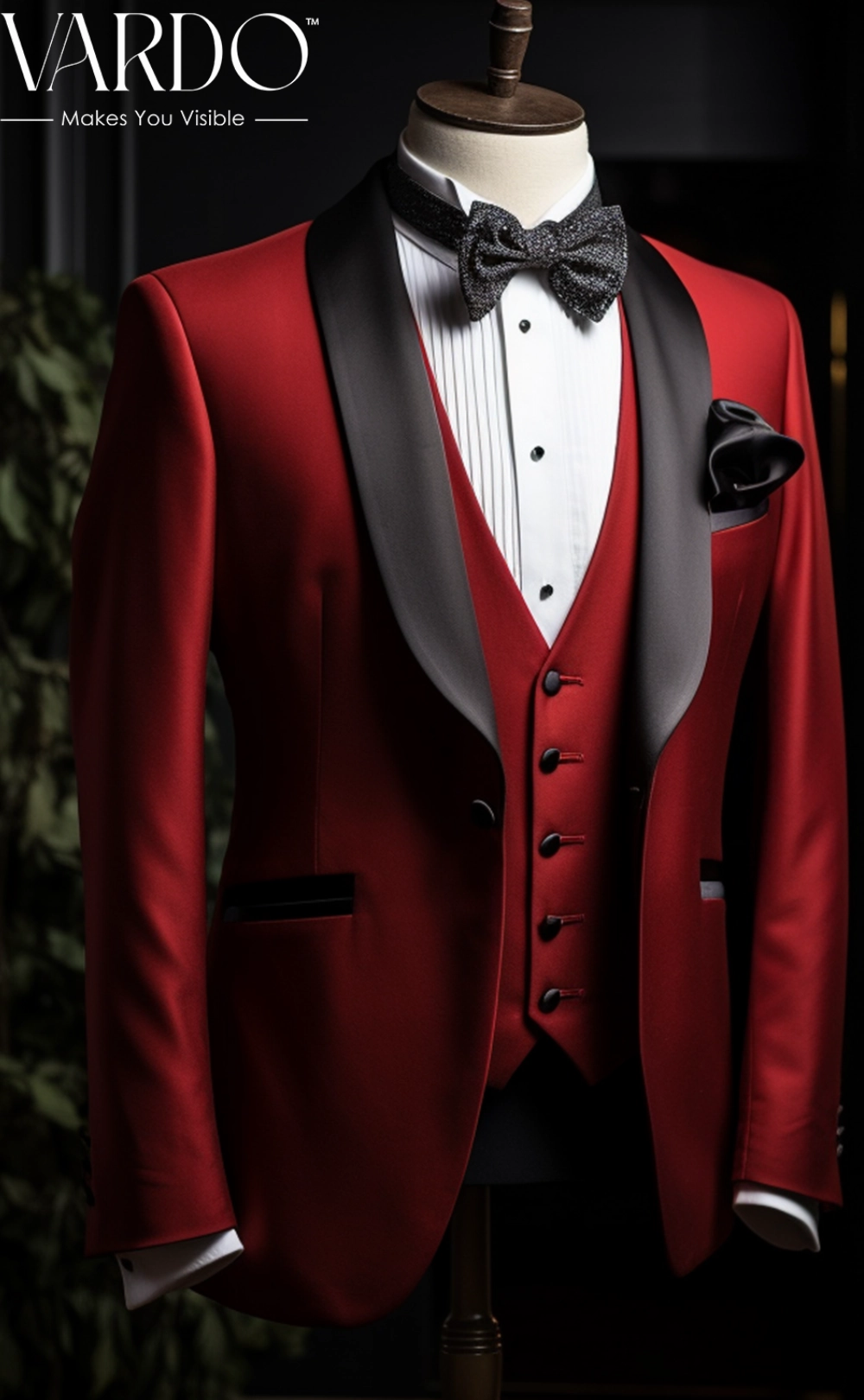 Stylish Men's Red Tuxedo Suit