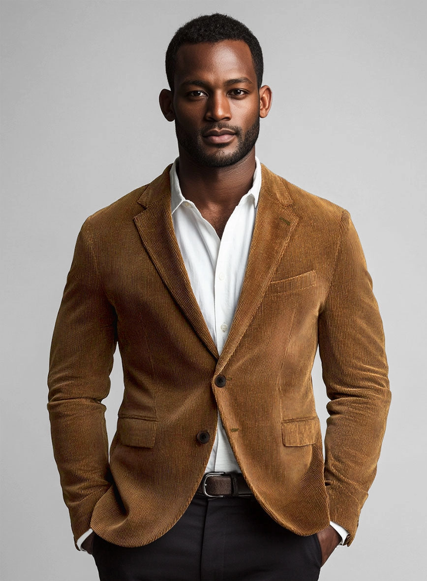 Tan Stretch Pin Corduroy Suit