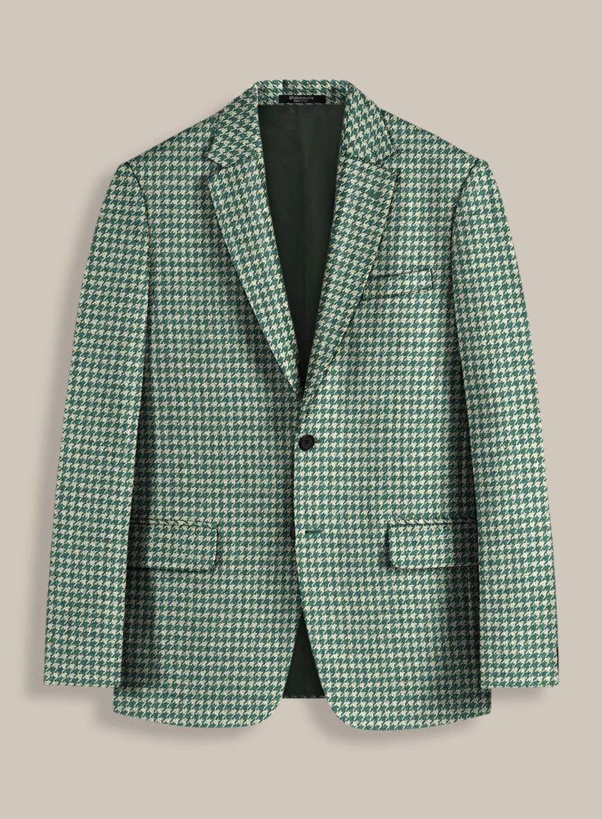 Teal Green Houndstooth Tweed Suit