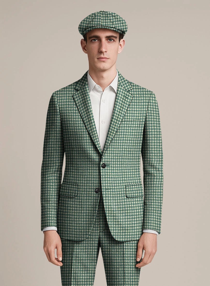 Teal Green Houndstooth Tweed Suit