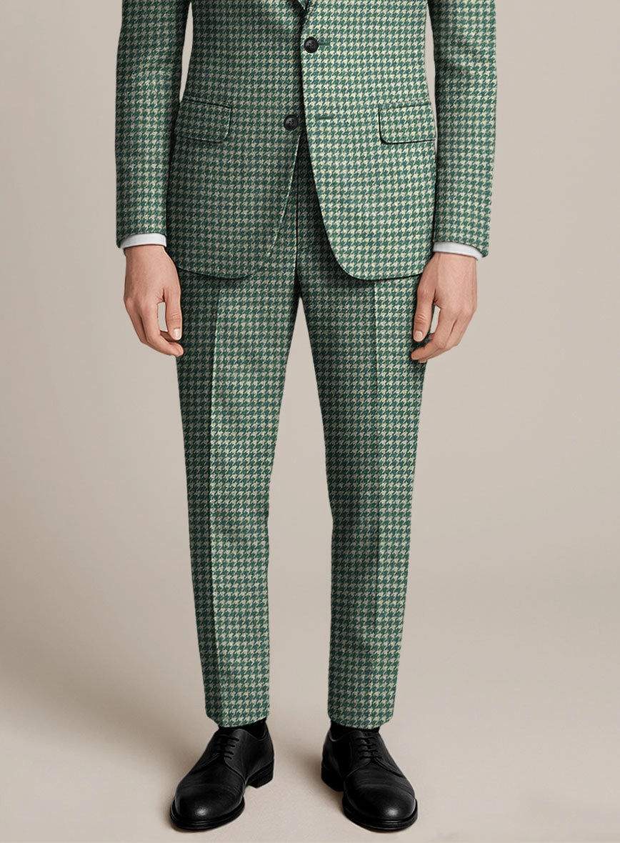 Teal Green Houndstooth Tweed Suit