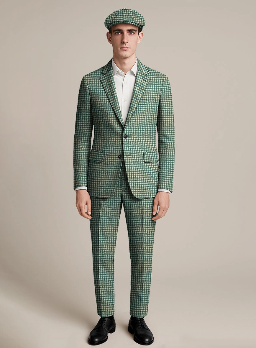 Teal Green Houndstooth Tweed Suit