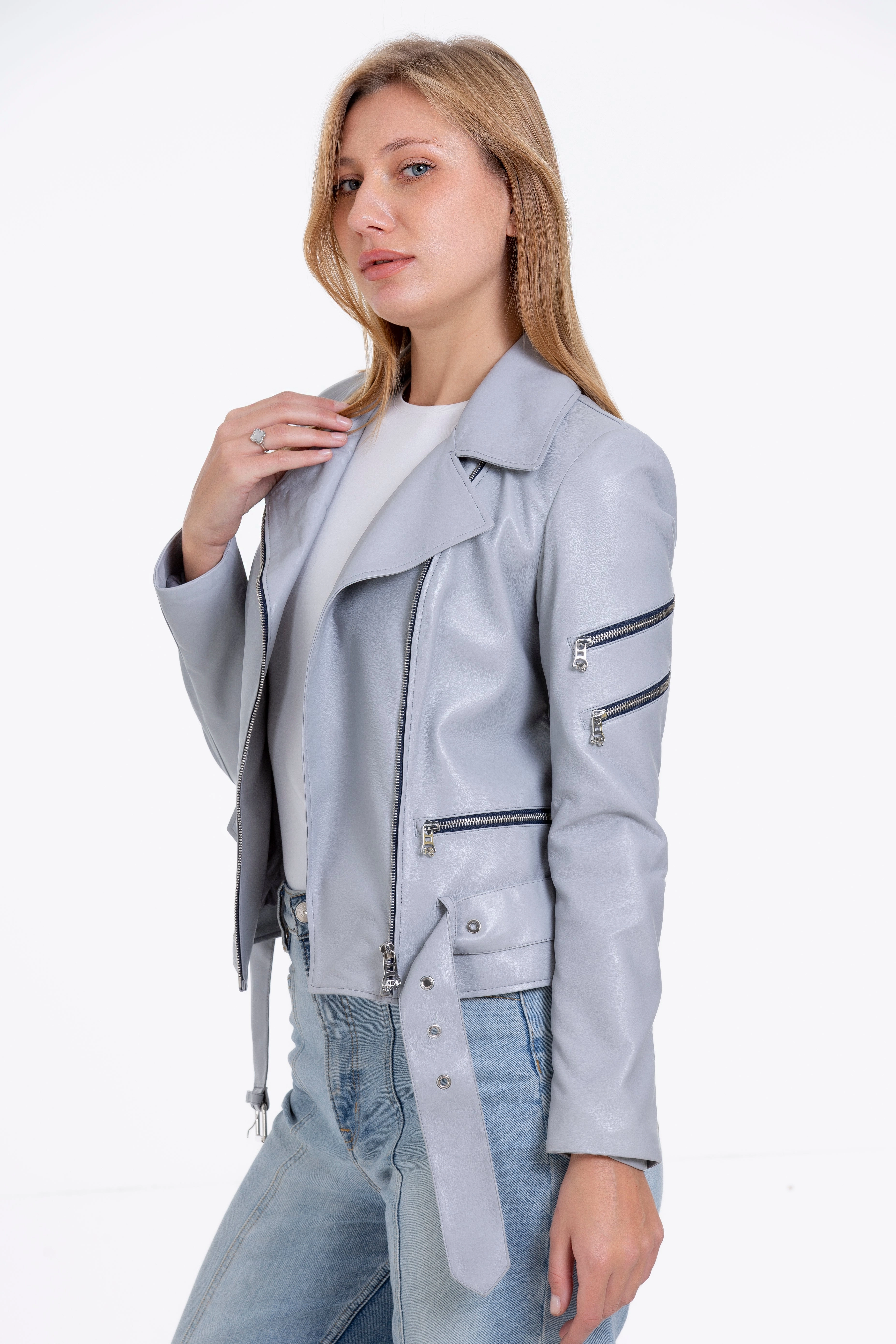 The Rodos Leather Gray Jacket