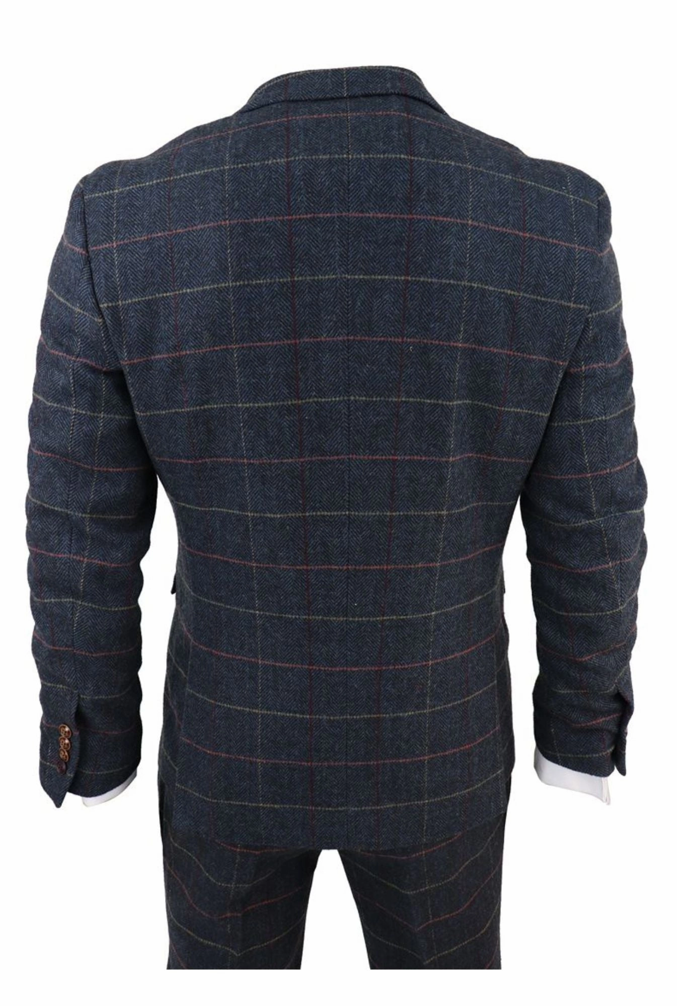 Thomas Navy 3 Piece Tweed Check Suit