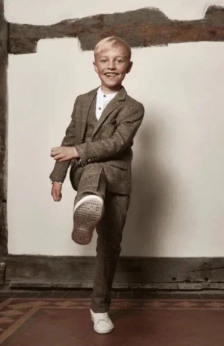 Three-Piece Suit for Children - Tan Tweed