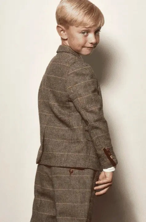 Three-Piece Suit for Children - Tan Tweed