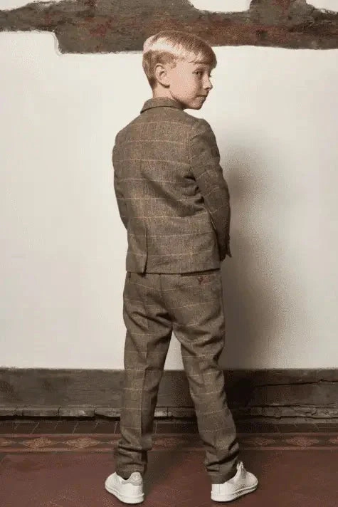 Three-Piece Suit for Children - Tan Tweed