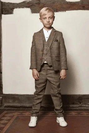 Three-Piece Suit for Children - Tan Tweed