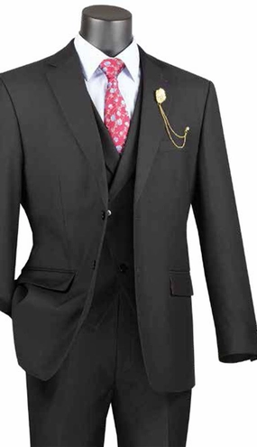 Vinci  MV2TR-BLK  Mens Suit