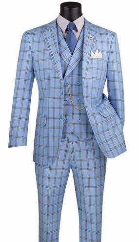 Vinci  MV2W-4-LTBLU Mens Suit