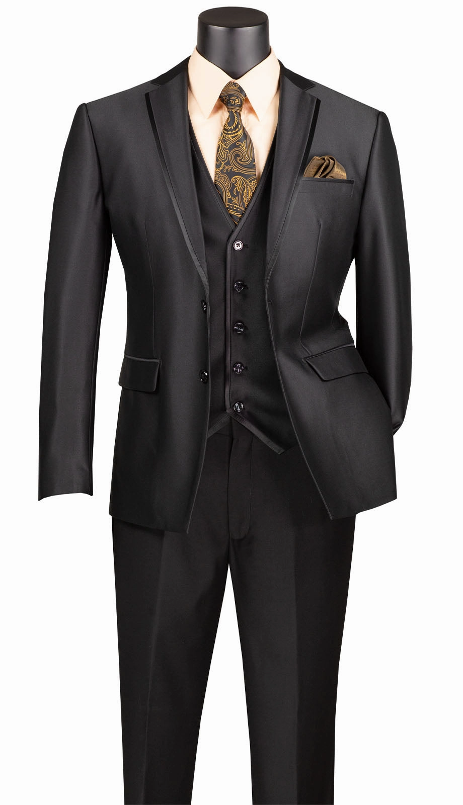 Vinci  SV2D-1-BLK Mens Suit