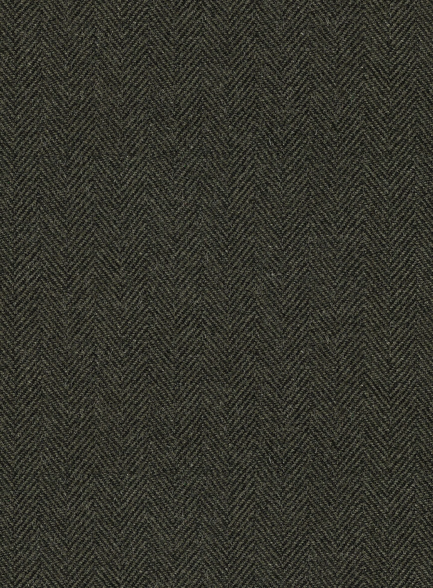 Vintage Flat Green Herringbone Tweed Suit