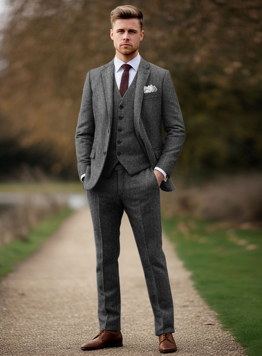 Vintage Gray Macro Weave Tweed Suit