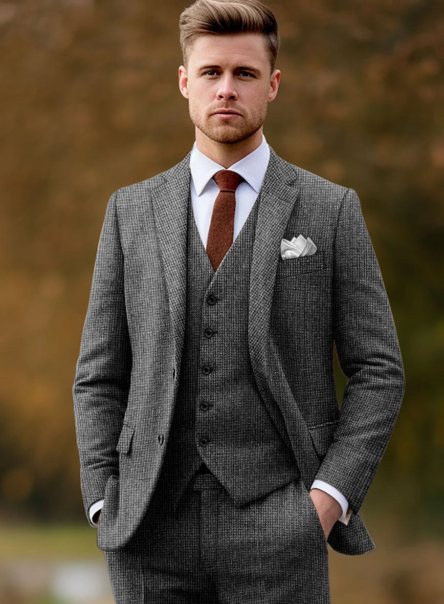 Vintage Gray Macro Weave Tweed Suit