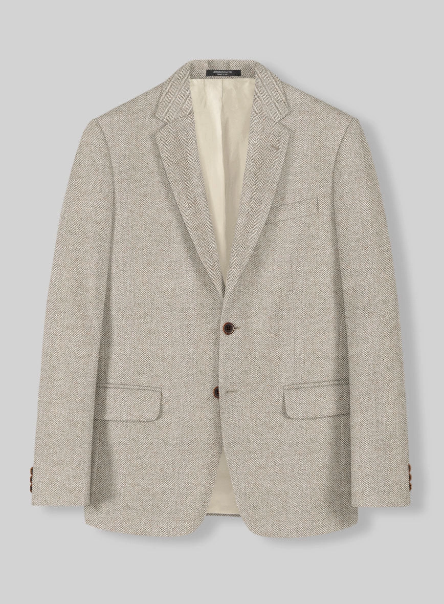 Vintage Herringbone Light Beige Tweed Suit