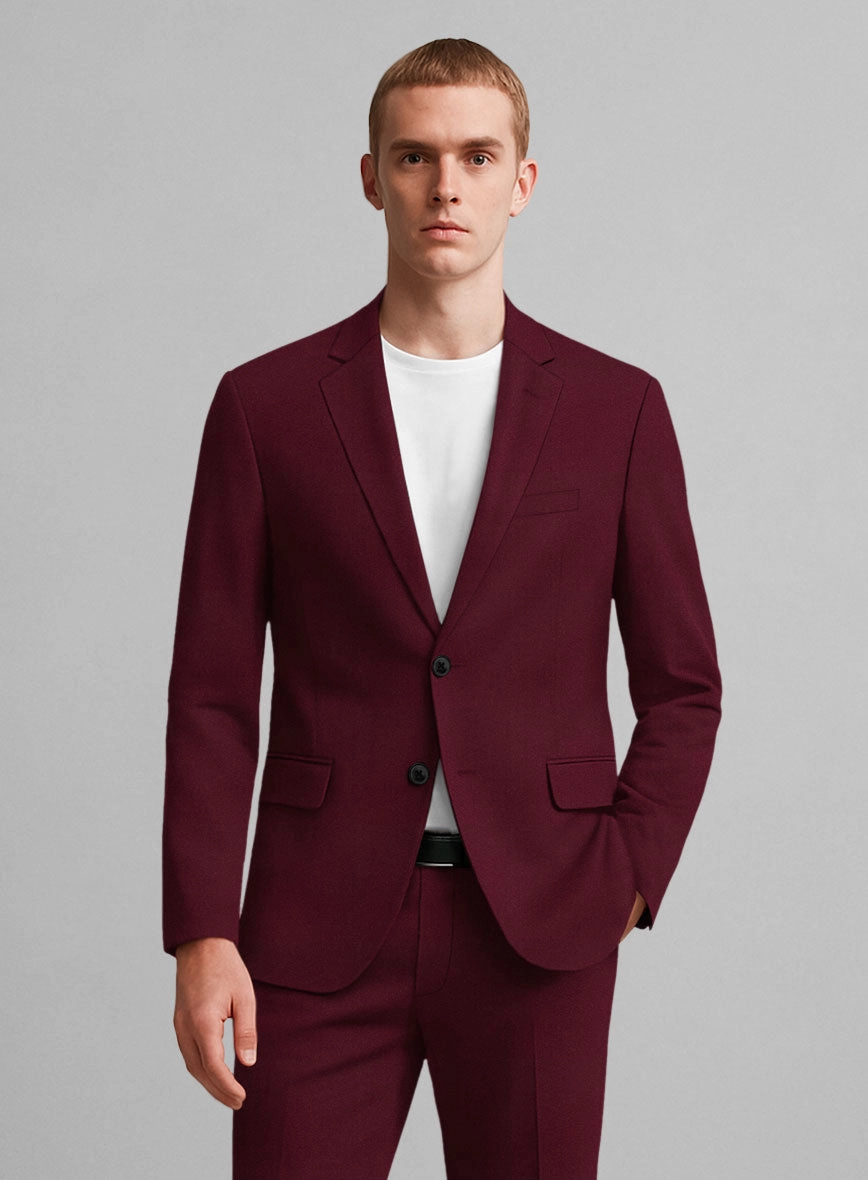 Wine Napoli Stretch Light Weight Cotton Suit