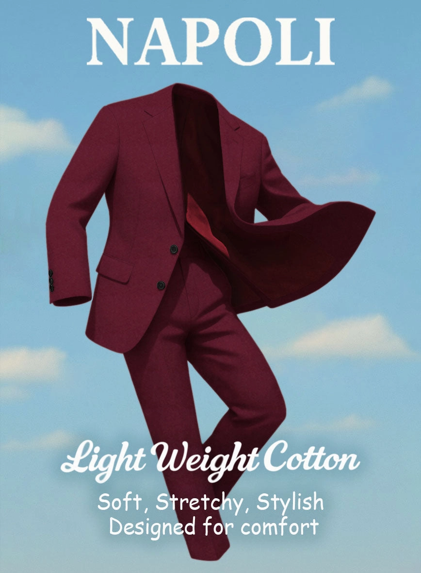 Wine Napoli Stretch Light Weight Cotton Suit
