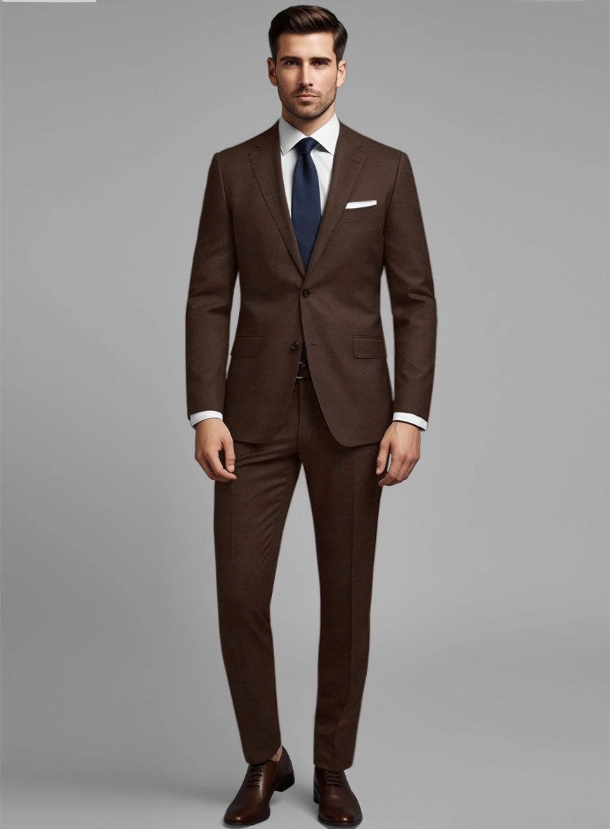 Worsted Brown Wool Suit