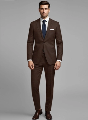 Worsted Brown Wool Suit